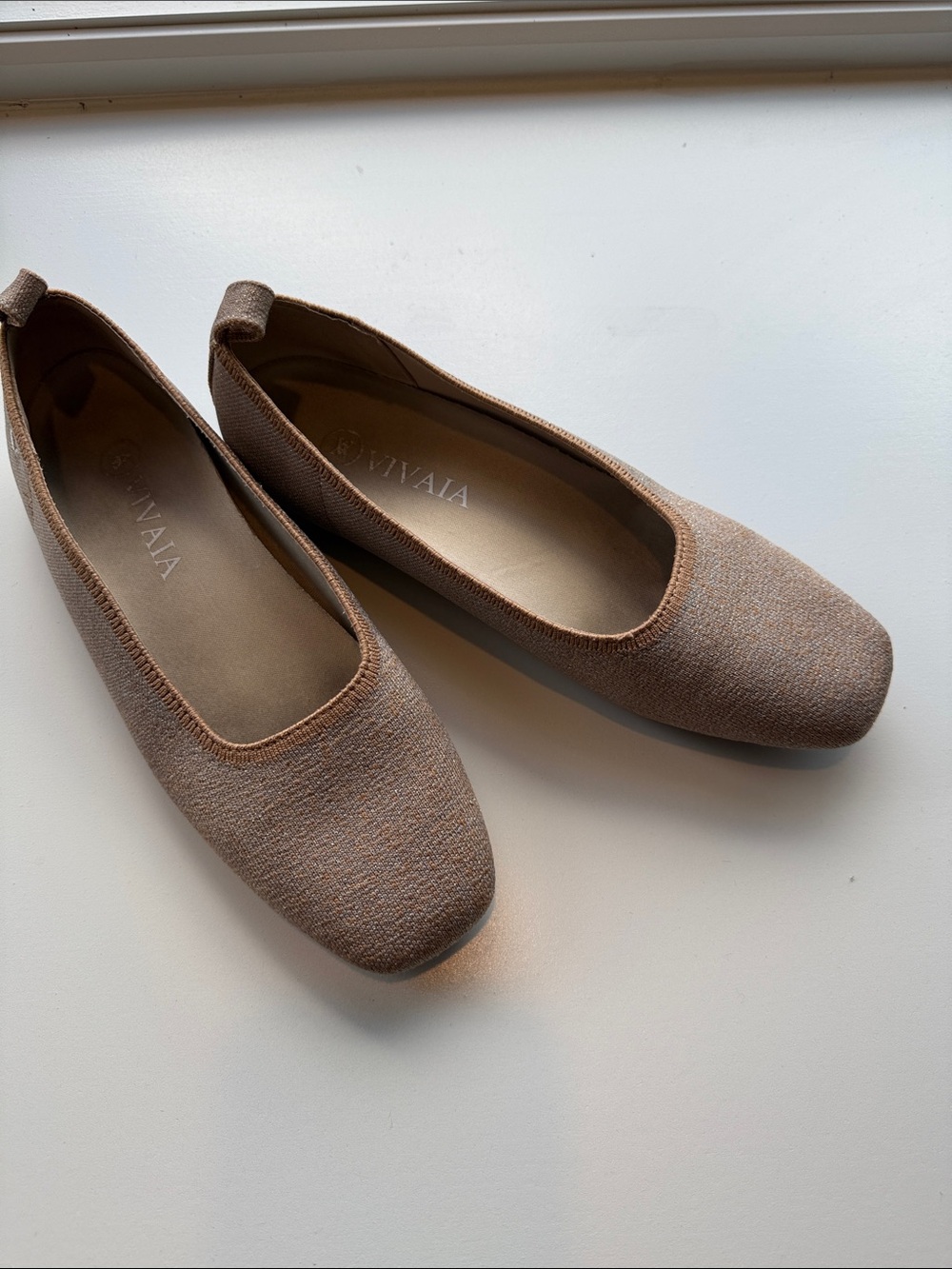 Vivaia Beige Knit Flats -Women's Slip-On Comfort 8